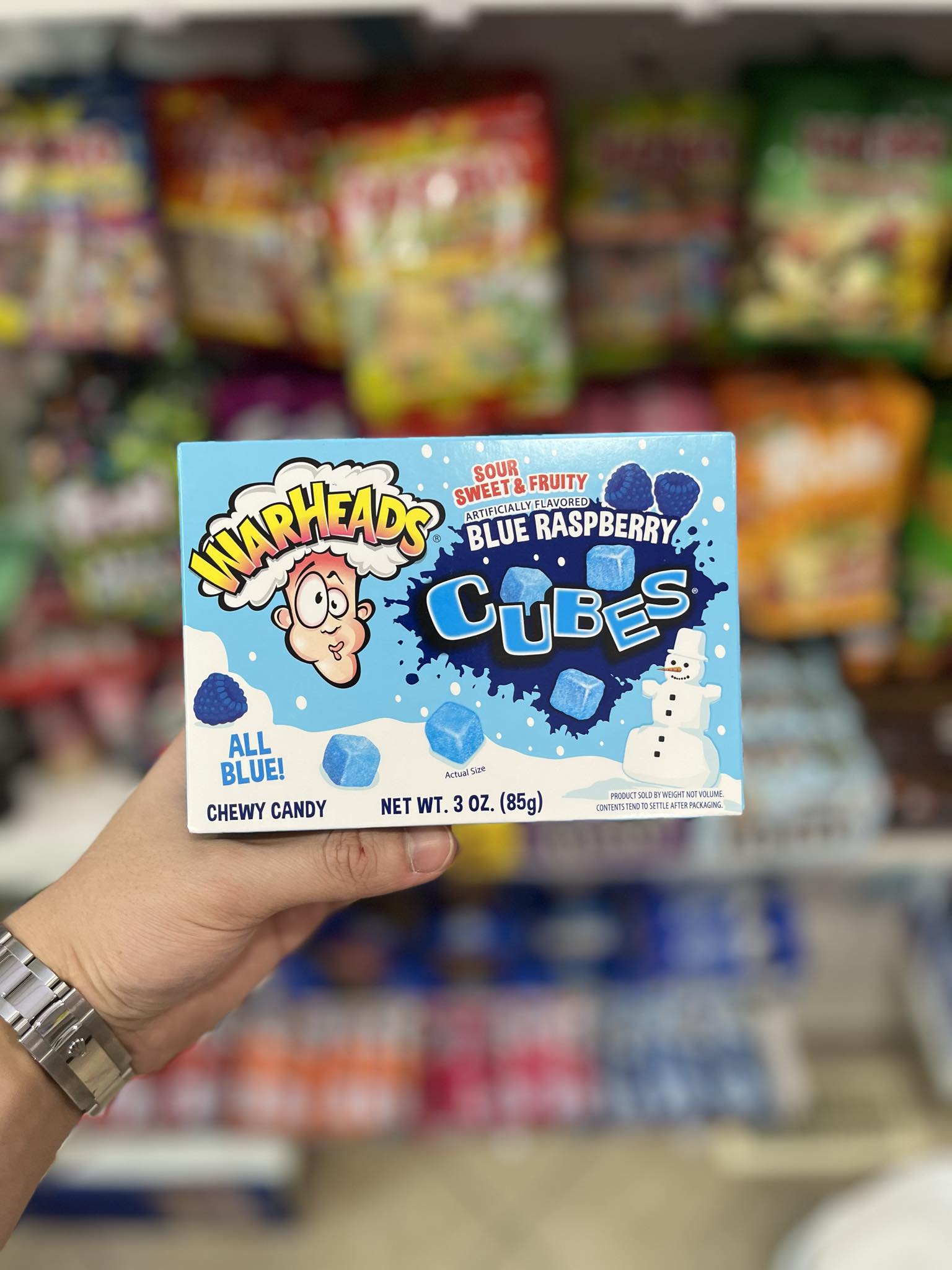 (USA) WARHEADS BLUE RASPBERRY CUBES - 85G
