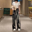 New Painting Ice Silk Wide-leg Baggy Trouser Pants Summer Women