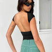 Slim Fit Backless Crop Top Summer Charming Breathable Short Sleeve  Low Back Top  Tank Top for Women