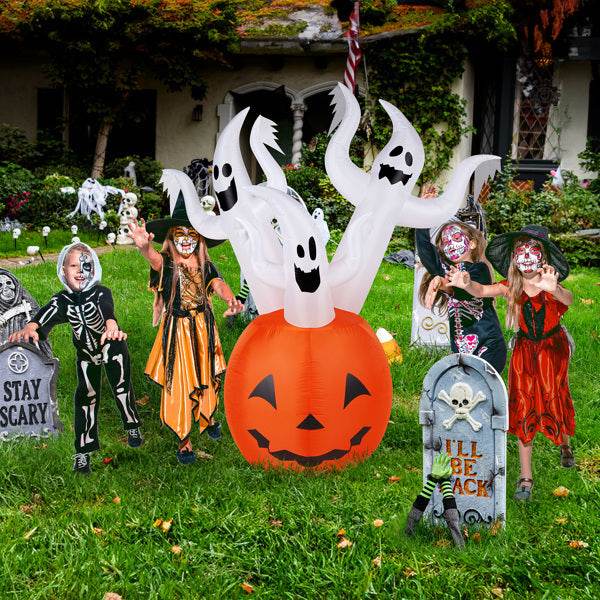 Halloween decorations - 5.9 FT Halloween Inflatable Pumpkin Ghost Outdoor Decorations