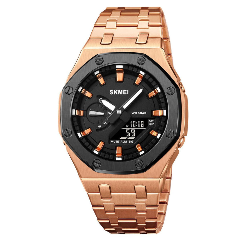Men's Multifunction Dual Display Business Watch Quartz 50M Waterproof
