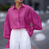 Loose Lapel Lantern Long Sleeves Blouse Shirt For Women