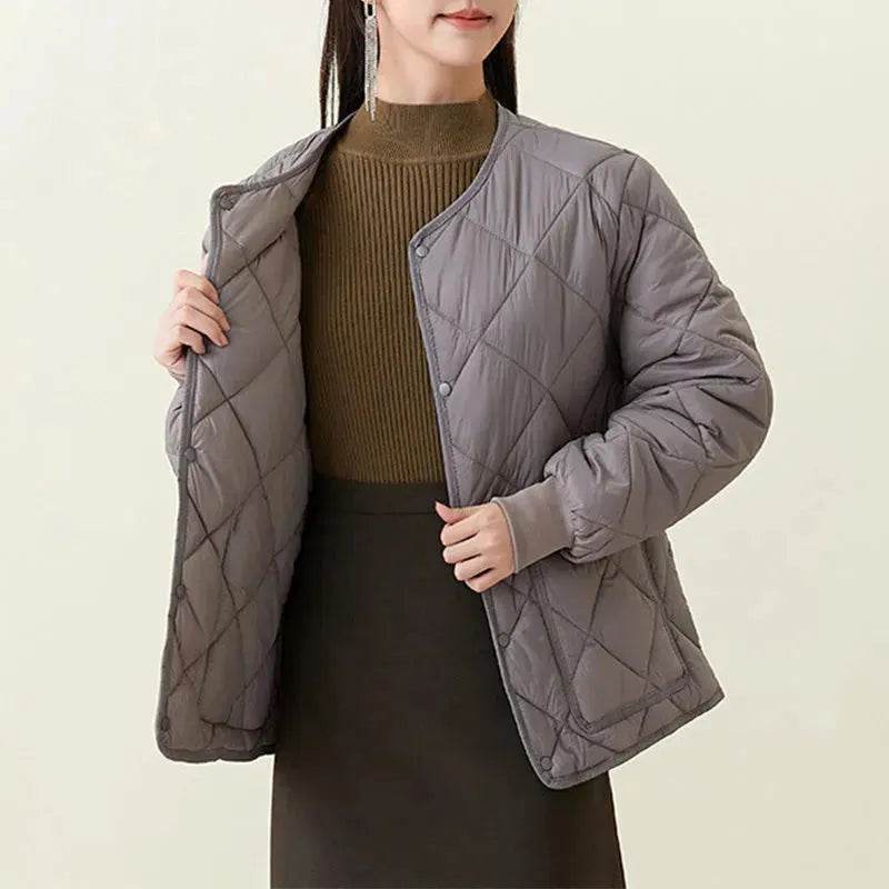 Quilted Padded Coat Winter Jacket With Pockets Lightweight Outerwear For Women's Clothing