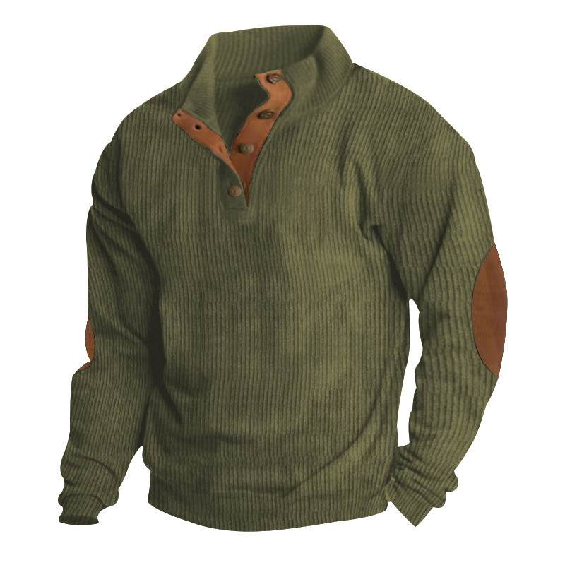 Corduroy Casual Stand Collar Long-sleeved Sweater men