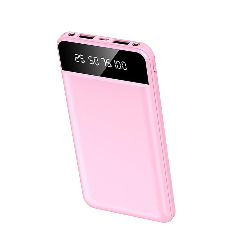 10000mAh Ultra Slim Power Bank Digital Display LED Flashlight 2 USB Ports Airline Approved
