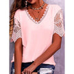 Summer Lace Tops Loose V Neck Short Sleeve Casual top