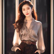 Chic And Beautiful Small Top Gray Blouse Shirt for Women