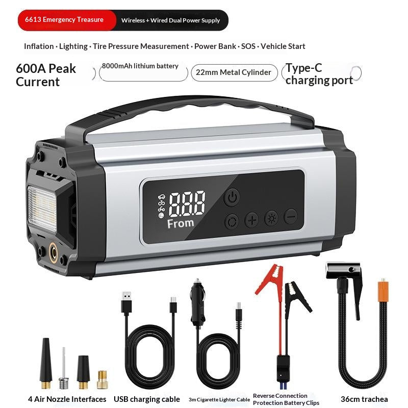 3-in-1 Portable Cordless Car Jump Starter & Tire Inflator – 6000mAh/8000mAh Emergency Kit Canada USA