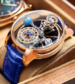 Men's Hollowed-Out Quartz Watch – Sapphire Glass, Leather Strap, 3ATM Waterproof