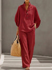 Women's Short-sleeved Suit Summer Loose Pullover Top And Straight-leg Trousers Outfit Clothing