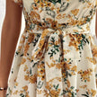 Women Bohemian Spring Short sleeve Casual flowy V-neck Tie belt Floral Summer Midi Dress