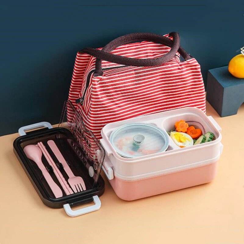 Insulated Stainless Steel Double-Layer Lunch Box for Work & School