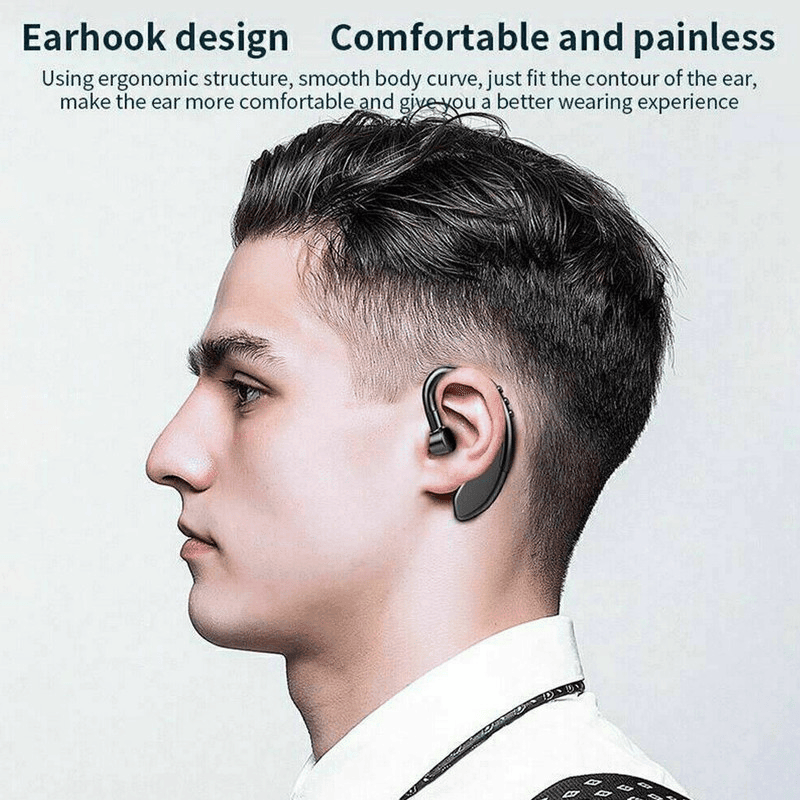 Bluetooth 5.0 Wireless Earpiece Trucker Headset Single Ear Noise Cancelling Driving