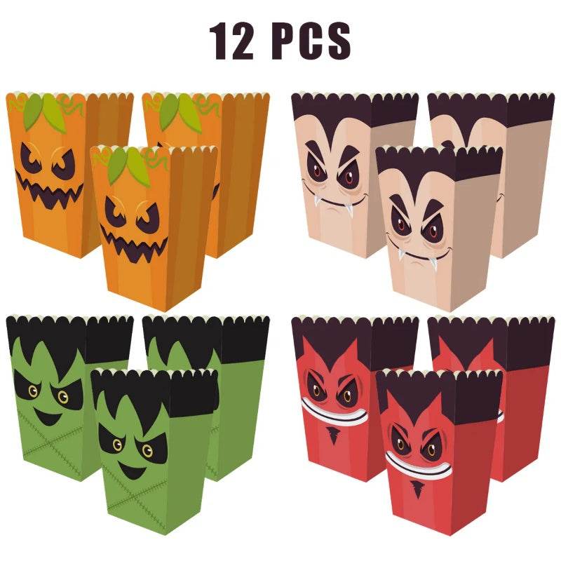 12 Pieces Halloween Popcorn Box Halloween Party Favor Snack Treat Boxes Candy Cookie Container Decorations Gifts For Popcorn Sales Halloween Party Favor Supplies