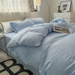 Solid Colour Sanding Washed Cotton 4-Piece Duvet Cover Bed Set