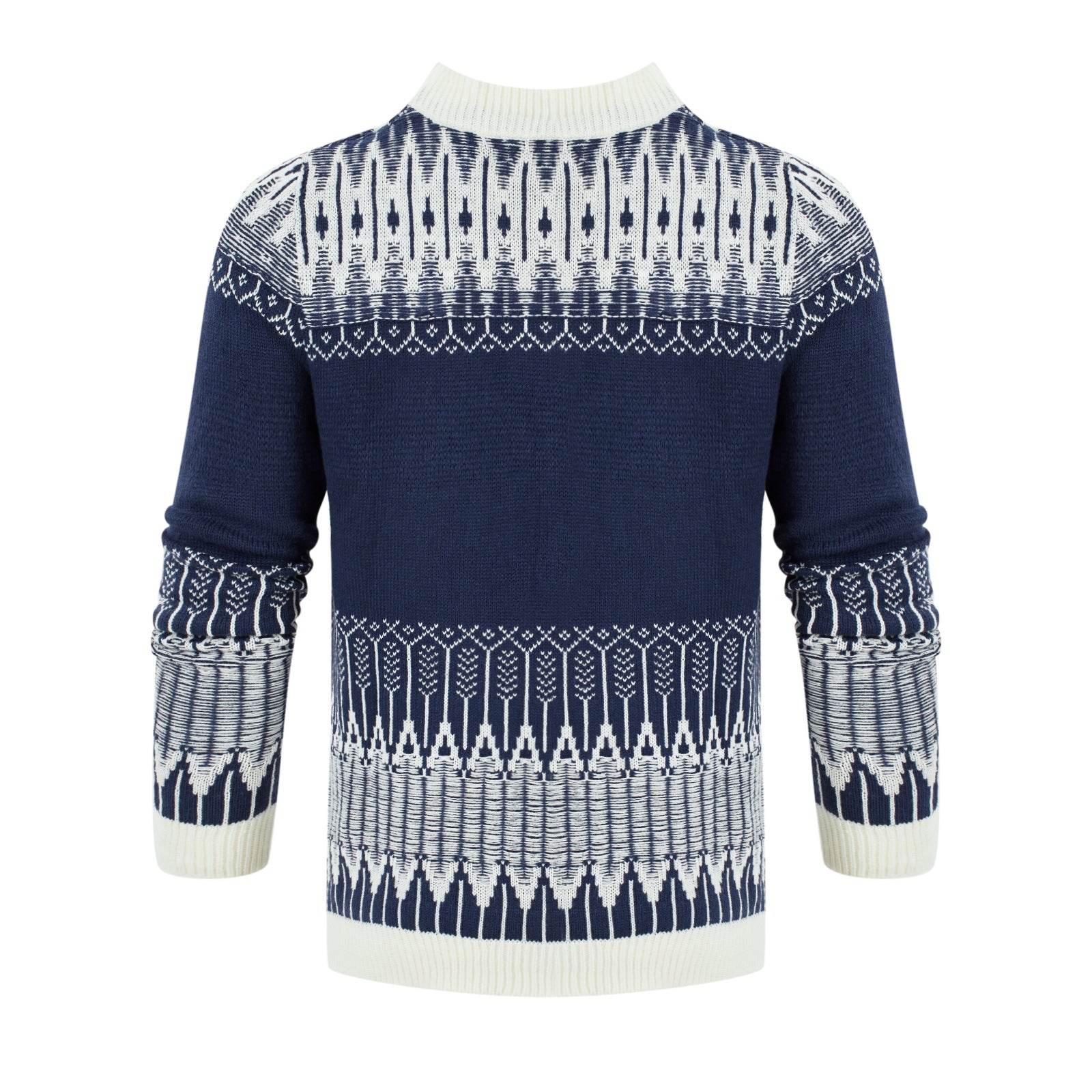 Men's Crewneck Pullover Sweater Unisex Fair Isle Long Sleeve Knitted Sweater