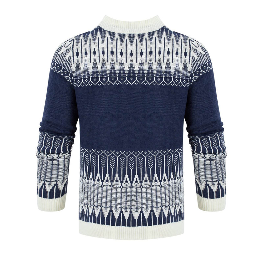 Men's Crewneck Pullover Sweater Unisex Fair Isle Long Sleeve Knitted Sweater