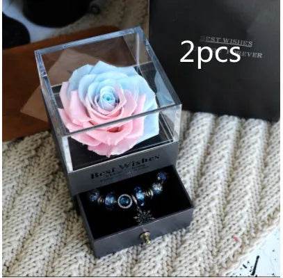Eternal Flower Rose Jewelry Box for Birthday Presents Valentines Day Wedding Gift Box