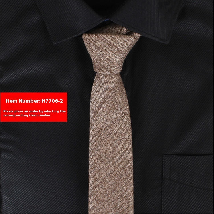 Men's Slim 6cm Cotton Necktie – Solid Color Arrow Tie for Business & Formal Wear | Canada & USA