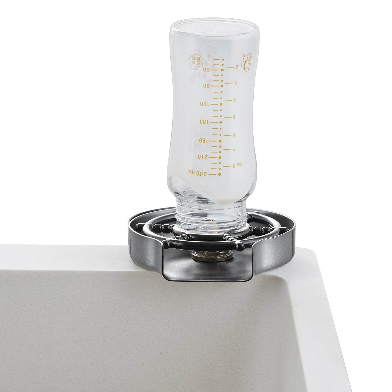Glass Rinser, 10 Powerful Spraying Jets 360  Rotating Cup Rinser For Sink, 304 Stainless Steel Faucet Cup Washer With ABS Cup Holder For Baby Bottle, Glass Cup, Wine Glass