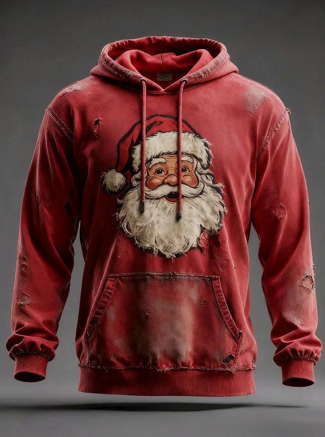 Christmas Pocket Hoodie Loose Pullover Digital Print Sweatshirt