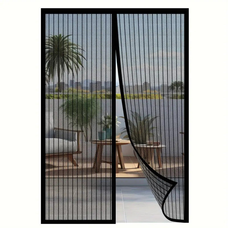 Magnetic Insect-Proof Door Curtain – Breathable Mesh Screen, Black & White, 90–120cm