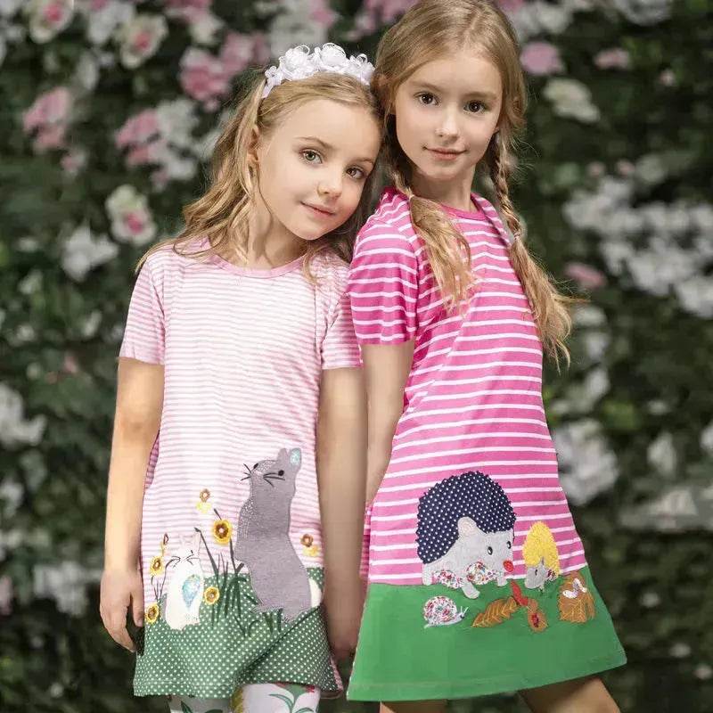 Casual Girls' Skirt gown  Cartoon Printed Cotton Dress for kids