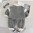Casual Letter Stripes Loose Round Neck Boys' Long Sleeve Sweater Suit Two piece for boys