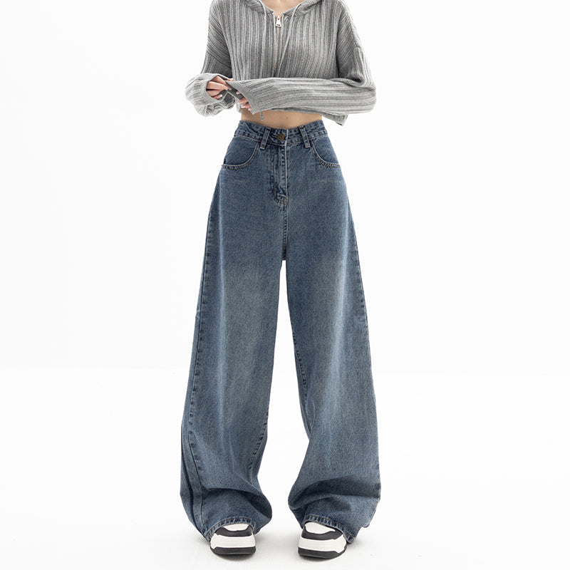 High Waist Straight Wide Leg Blue Jeans for Women – Sizes M to 4XL