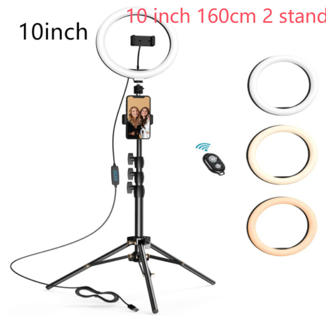 LED Ring Light with Tripod Stand, 8 10 12 inch, USB Powered, Phone Holder and Bluetooth Remote