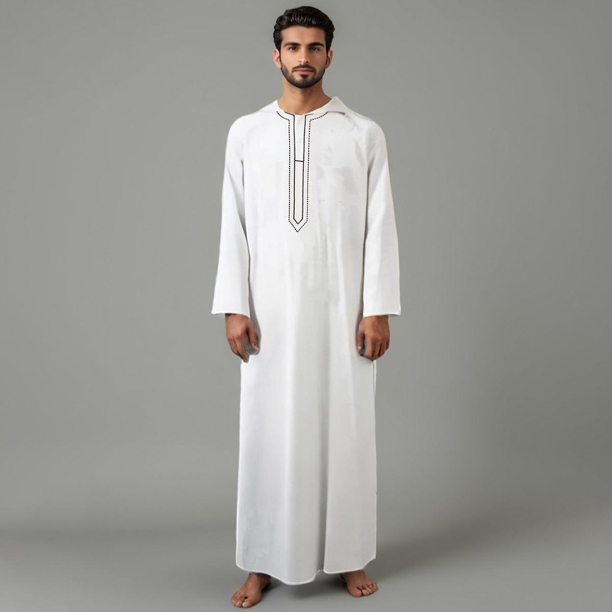 Long Sleeve Embroidered Hooded Men's Muslim Robes