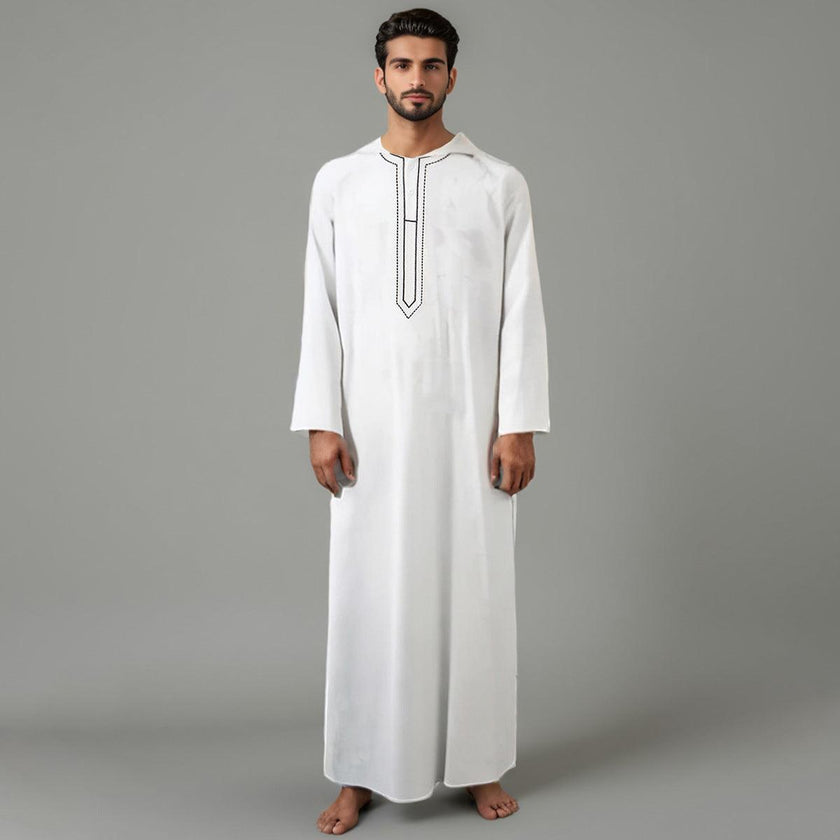 Long Sleeve Embroidered Hooded Men's Muslim Robes
