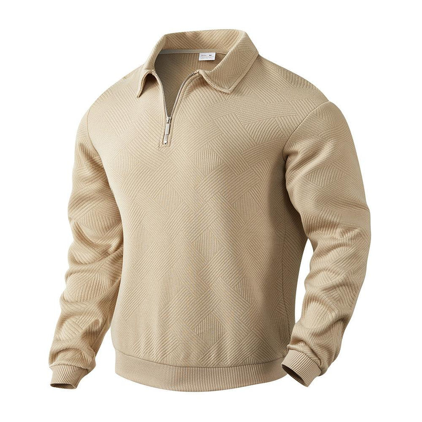 Half Zipper Sweatshirt – Stylish Jacquard Pullover for Youth