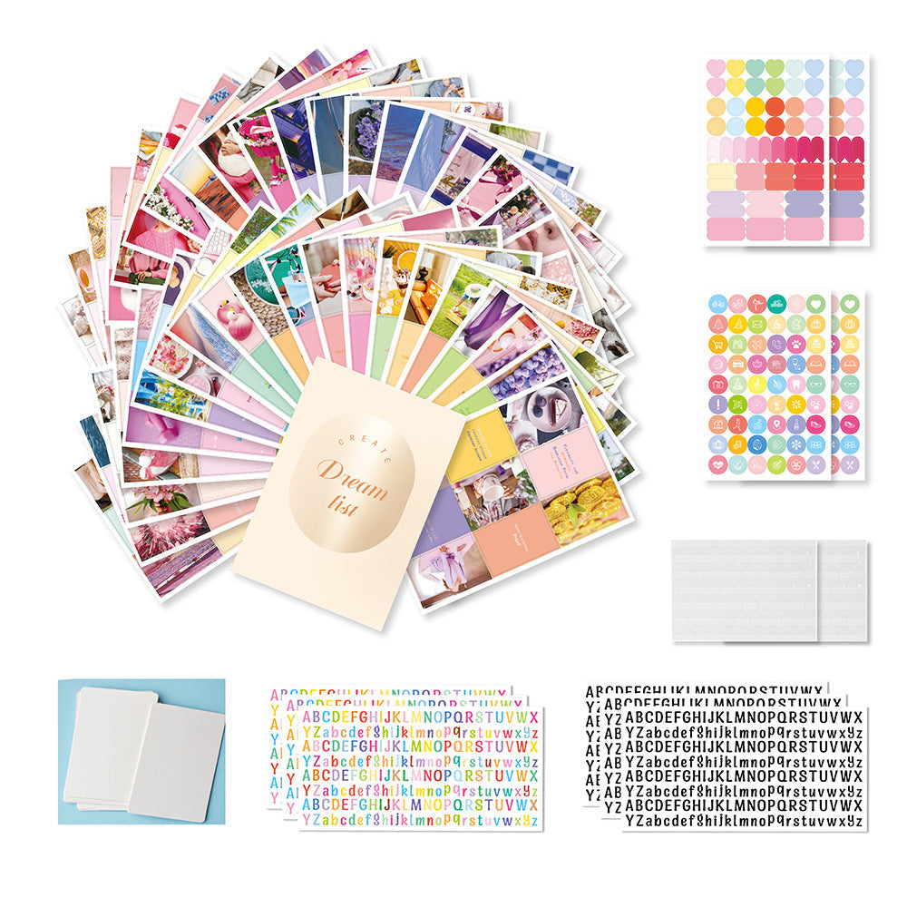 Vision Board Dream List Book Kit – Inspirational Sticker & Photo Card Set