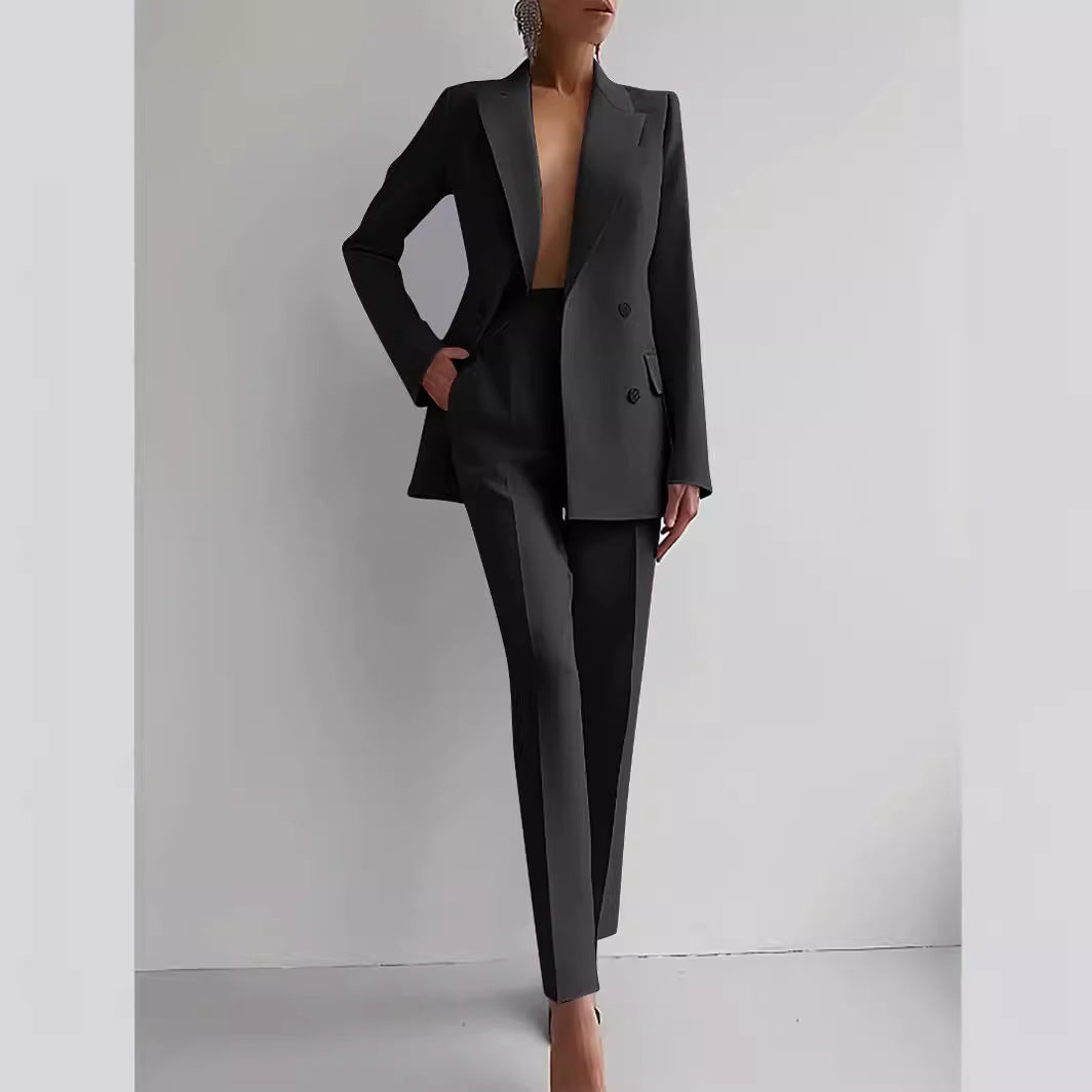 Women's Business Casual Suit Set – Long Sleeve Blazer & Slim Trousers | Canada & USA