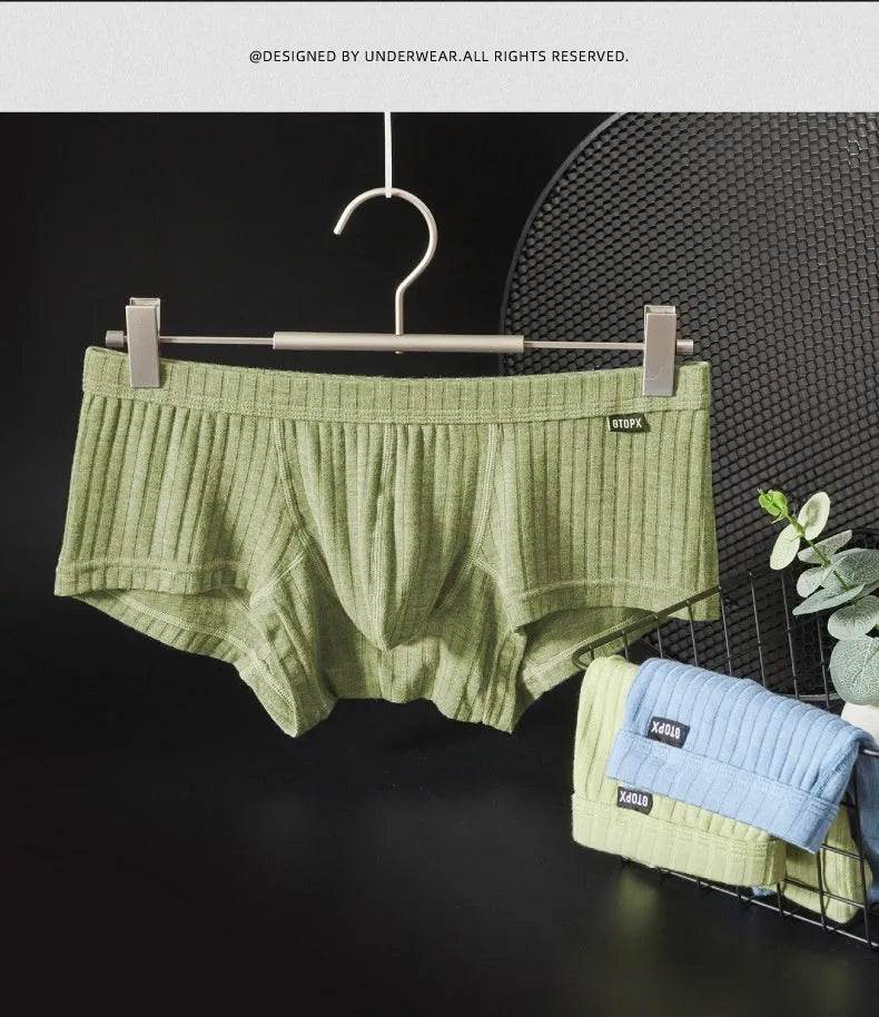 Men's Low Waist Boxer Briefs with Pouch – Breathable Viscose Underwear (M–XXL)