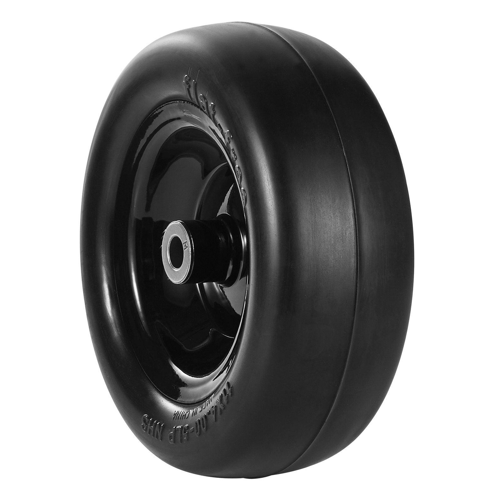 VEVOR Lawn Mower Tires With Rim, Tubeless Tractor Tires, 2-Pack Tire And Wheel Assemby, Flat-free PU Tire, Centered Hub, Bushing Size, 20 PCS Adapters For Riding Mowers Lawn Tractors