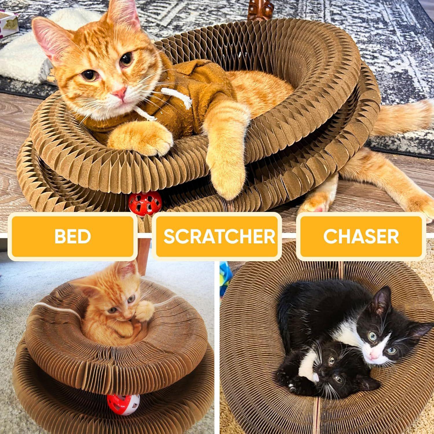 Accordion Cat Scratcher with Bells – Paper Scratching Post for Cats (1, 2 & 3 pcs)