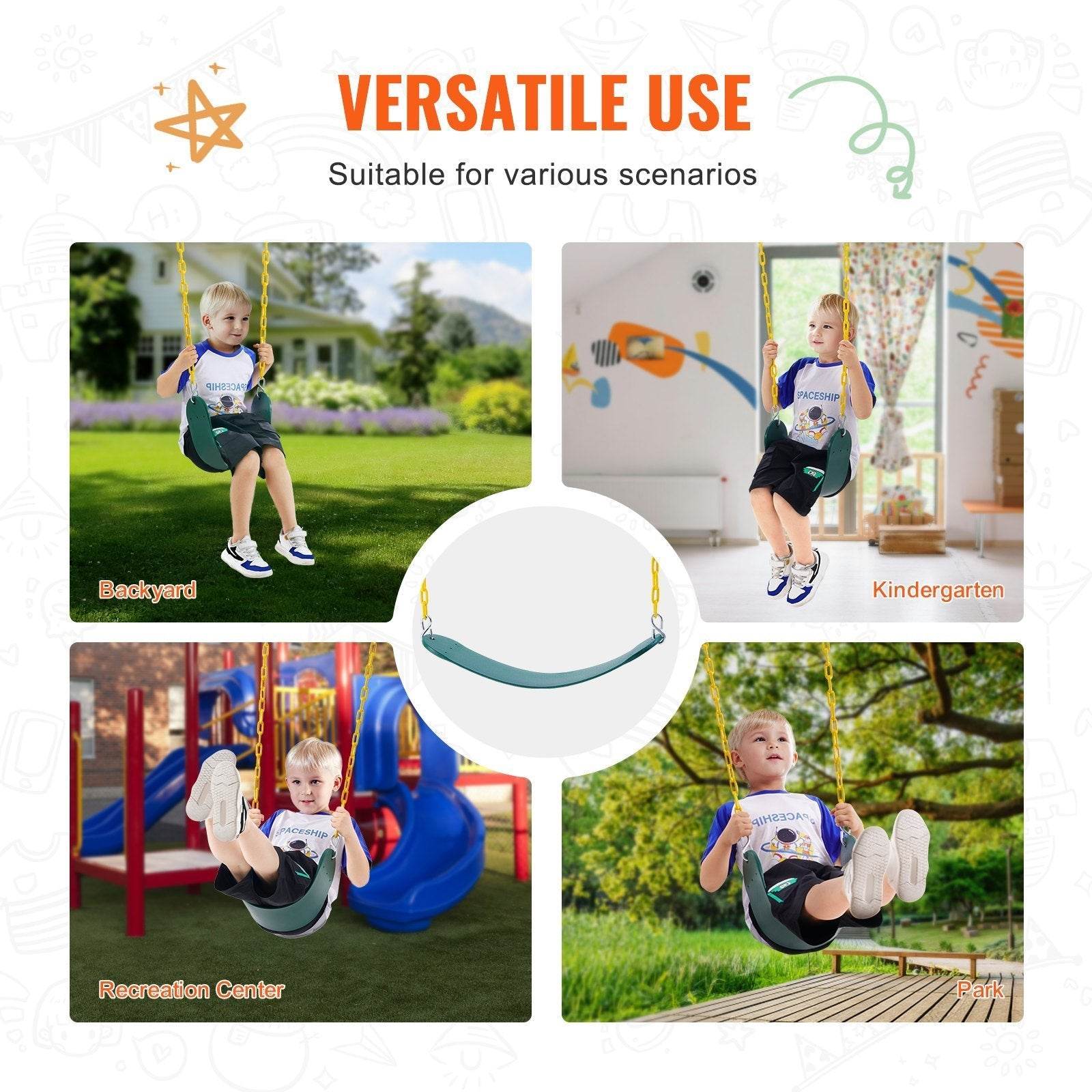 2-Pack Swing Seats Swings Replacement For Outdoor Swing Set 66 Inch Chain