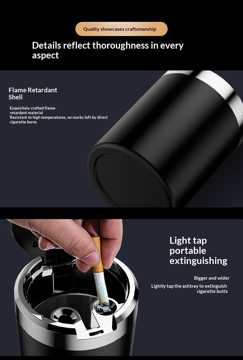 Car Ashtray with Lid for Cup Holder – Smokeless Car Ashtray for Canada & USA | No-Spill Auto Ashtray