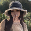Summer Denim Bucket Hat for women Distressed Sun-proof Face-showing Small Hat