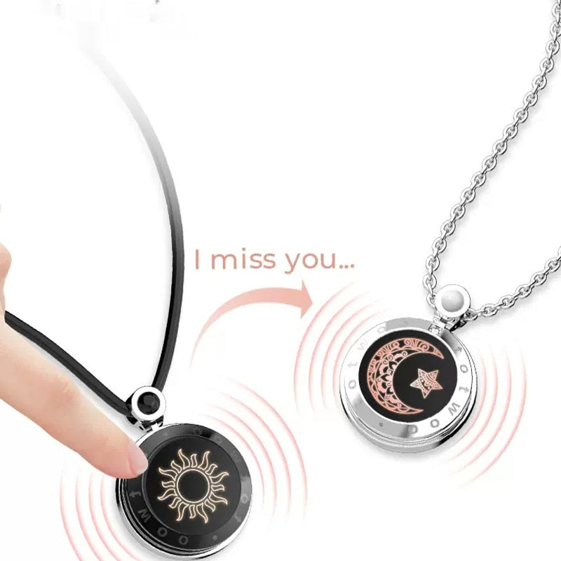 Sun & Moon Couple Necklace Set – Vibration Agate Pendant with Intelligent Induction | Love Gift