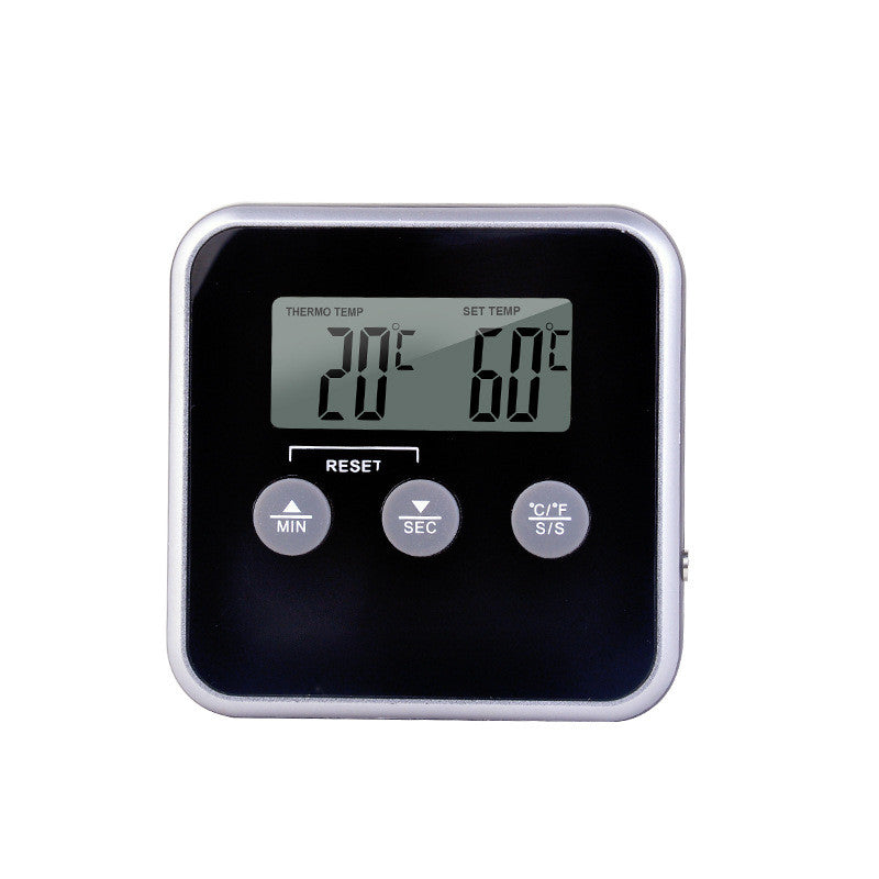 Kitchen Probe Thermometer with Timer, 1m Cable, 0°C to 250°C, Stand Hang Magnet, Black and White