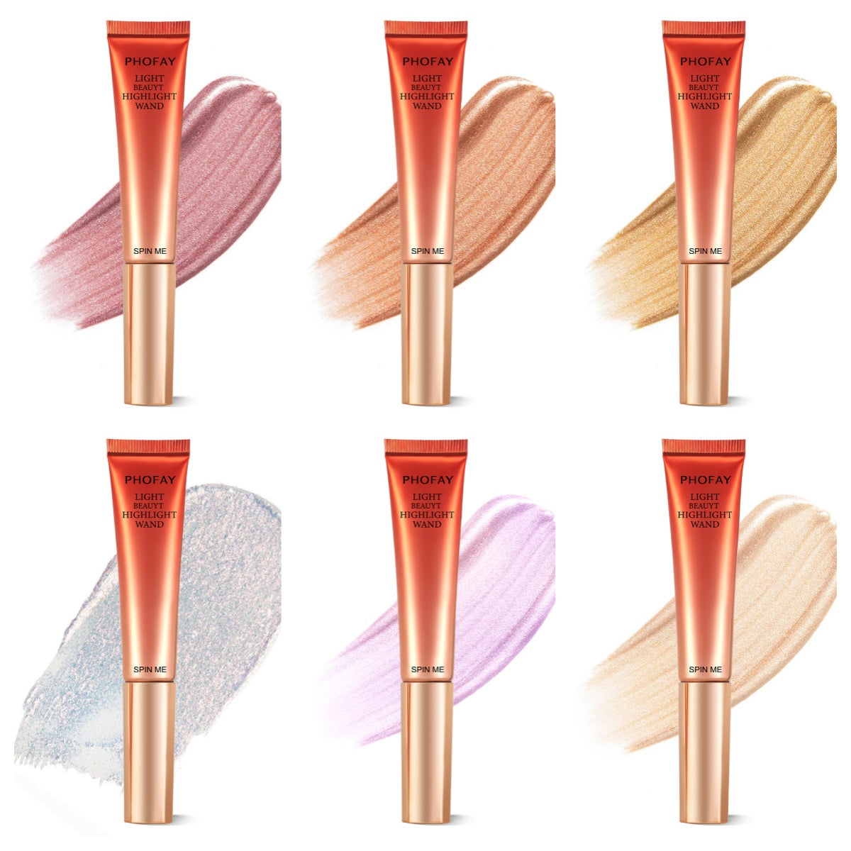 PHOFAY Highlighter Wand – Silky Shimmer Glow Stick (6 Shades, 15 mL)