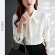 Women neck tie Chiffon Long Sleeve Shirt For work