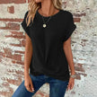 Casual Summer Short-sleeved Waffle blouse Top Summer New Solid Color Casual Evening Top For Women