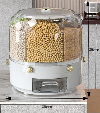 360° Rotating Rice & Grain Storage Container – Sealed Cereal Dispenser with Moisture-Proof Design
