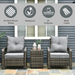 3 Piece Patio Furniture, PE Wicker Storage Table & Chairs, Gray