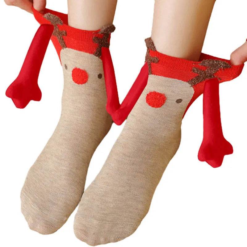 Hand Holding Couple Magnetic Handle Christmas Stockings