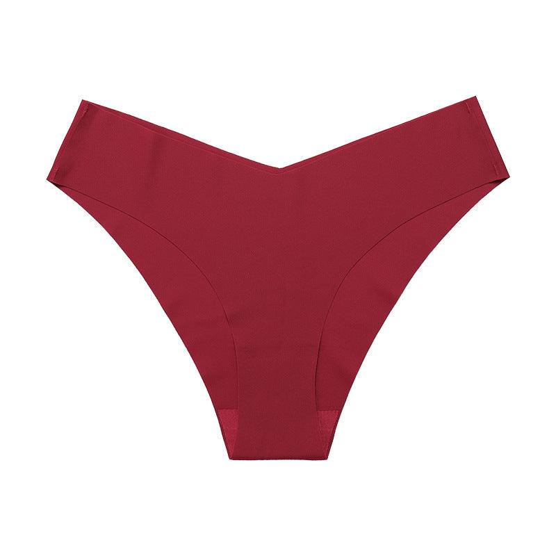 Women's Seamless Ice Silk Briefs with V-Waistband for Everyday Comfort